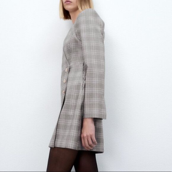 NWT Zara Plaid Blazer Dress - Picture 7 of 10